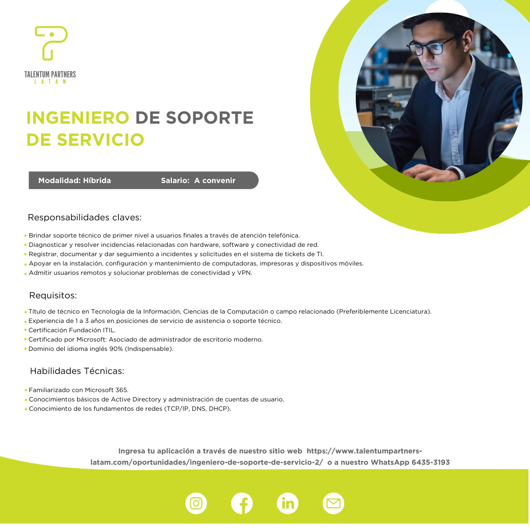 Ingeniero de Soporte de Servicio